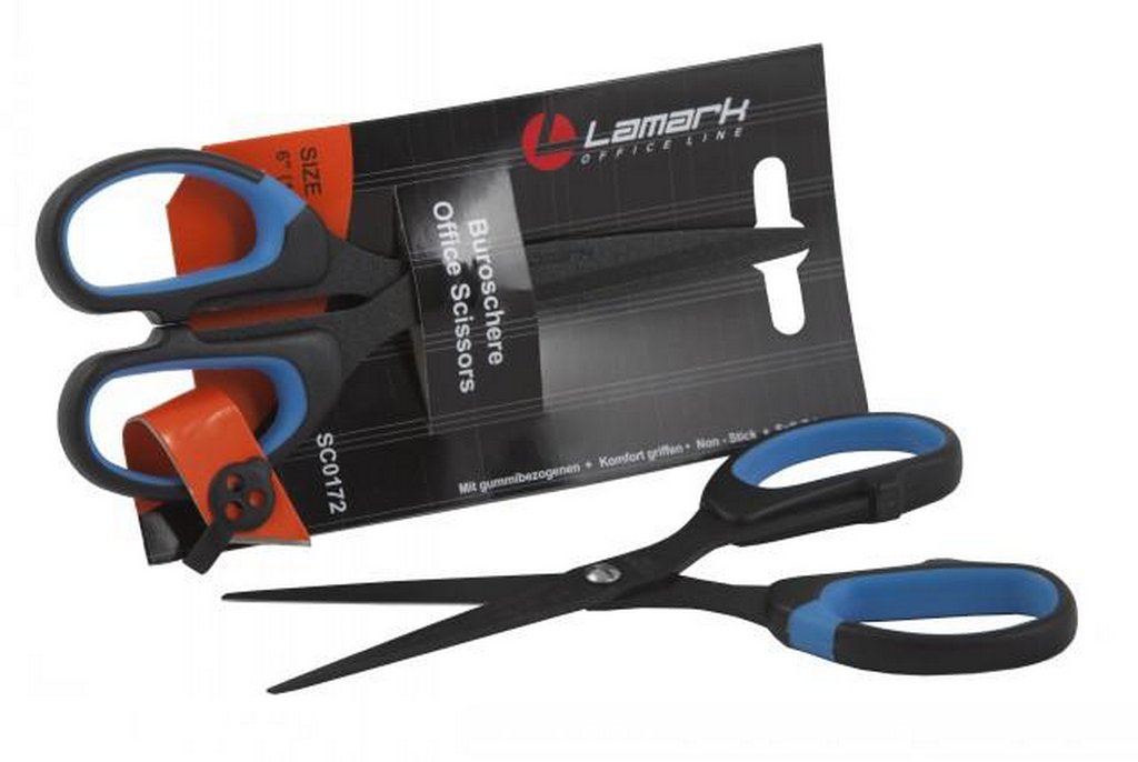Ножницы 160 мм пластмас. рукоятка с резиновыми вставками, тефлон. покрытие (non-stick) Lamark