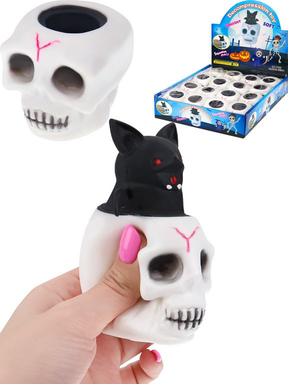Мялка "Пугающий череп" 6х6 см, ассорти