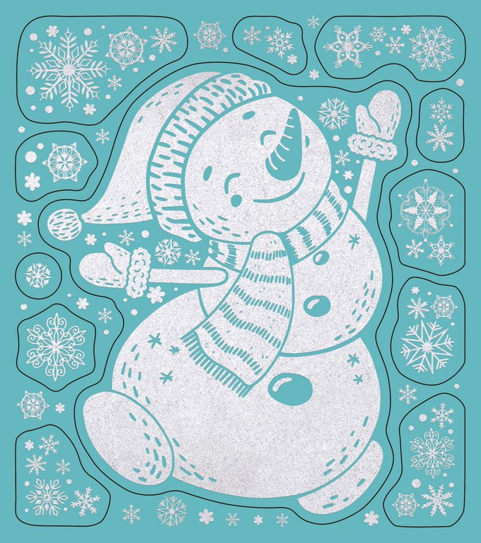 Украшение оконное "Снеговик" 15,5x17,5см