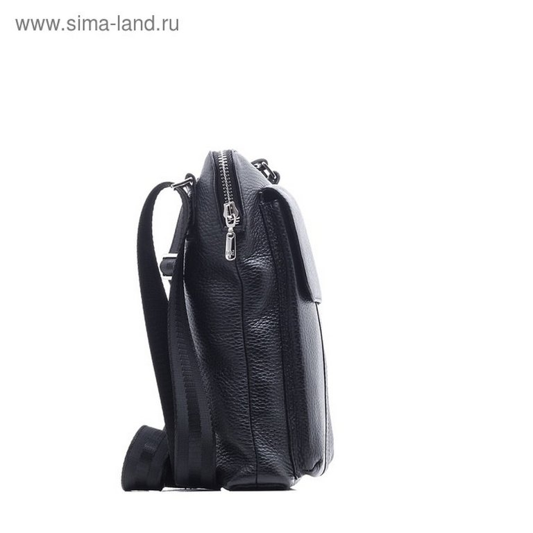 Сумка мужская D.Morelli малая, нат. кожа, с карманом, фл.черный