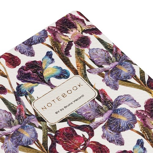Тетрадь 60 лист лин. А5 на сшивке, экокожа "FLORA ирисы"
