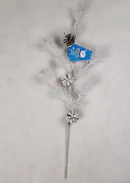 Ветка хвойная 60 см с шишками, цв. белый (леска) MOROZCO