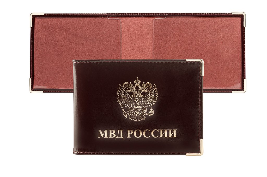Обложка для документов "МВД" Faetano нат. кожа, цвет бордо
