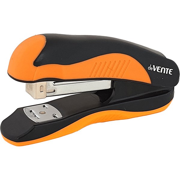 Степлер 24/6 до 20л deVENTE "MonoChrome" с каучуковой вставкой, черно-оранжевый