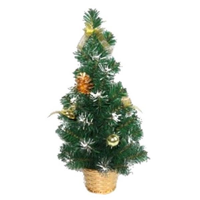 Ель декоративная   0,4 м украшенная (цв. гамма украшений золото)