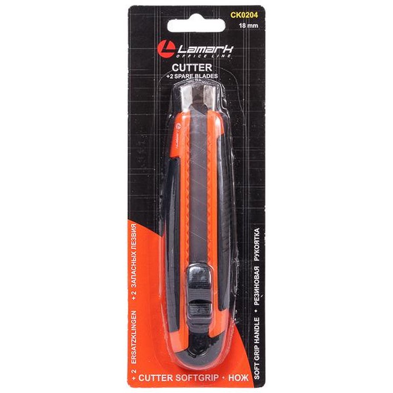 Нож канцеляр. шир. 1,8 см, метал. направ. 2 зап. лезвия, резиновые вставки Lamark