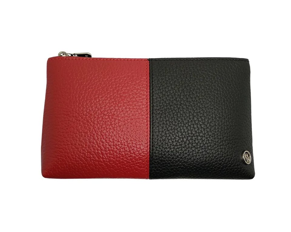 Косметичка D.Morelli "Duo" нат. кожа, черно-красная