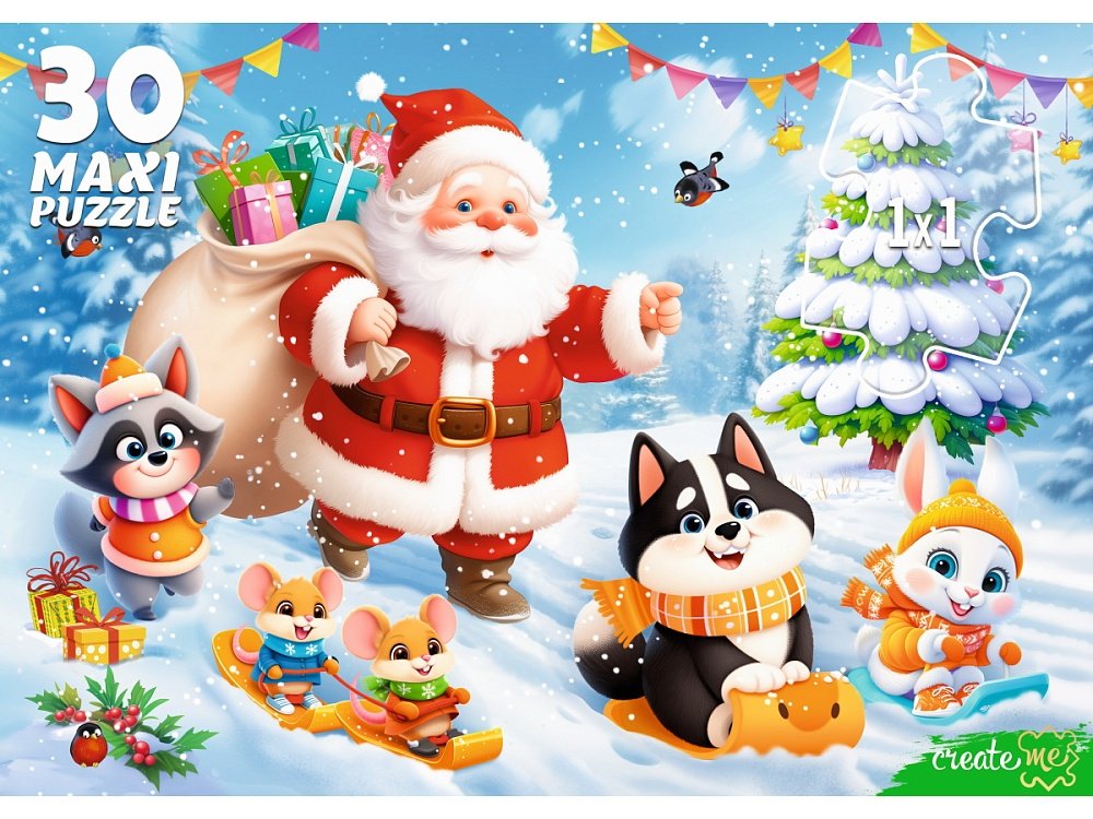 Пазлы MAXI  30 дет. "Снежная горка" Рыжий КОТ
