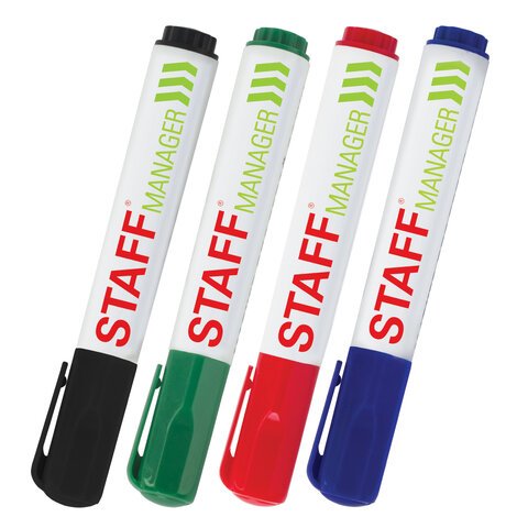 Набор маркеров для доски  4шт STAFF "Manager" 5мм круглые (спиртовые)