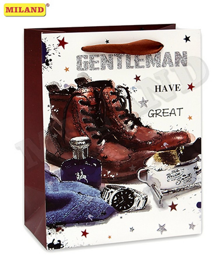 Пакет бумажный 18*23см ламинированный "Мужской стиль"