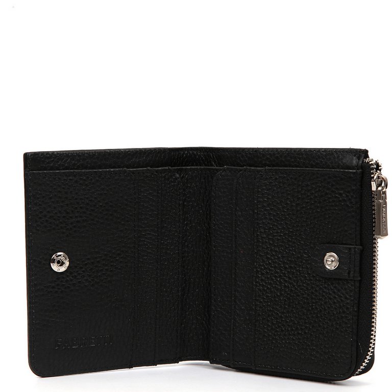 Портмоне FABRETTI женское, нат. кожа, 11*10*3см, черный