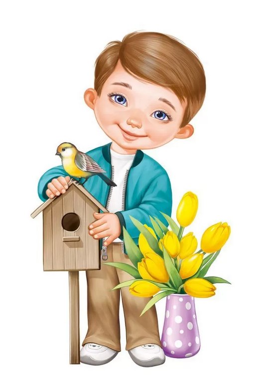 Плакат оформительский  весенний А3 "Мальчик со скворечником"