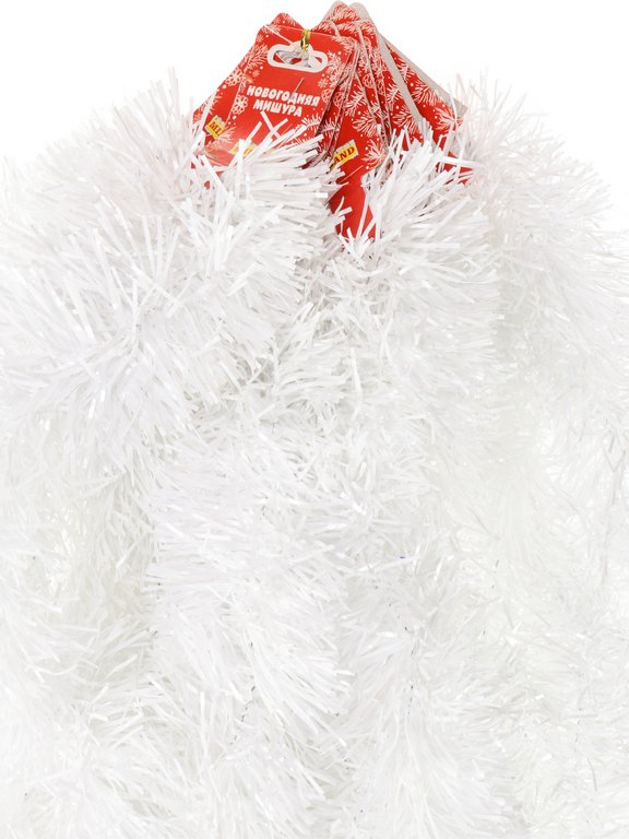 Мишура d  70мм, длина 2м "Новогодняя" цвет белый MILAND