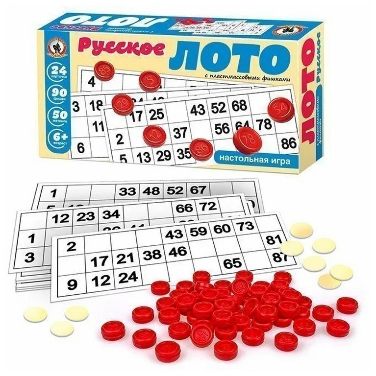 Игра настольная Лото "Русское лото" пласт. фишки