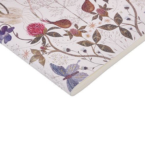 Тетрадь 60 лист лин. А5 на сшивке, экокожа "FLORA.SYMMETRICAL FLORA"