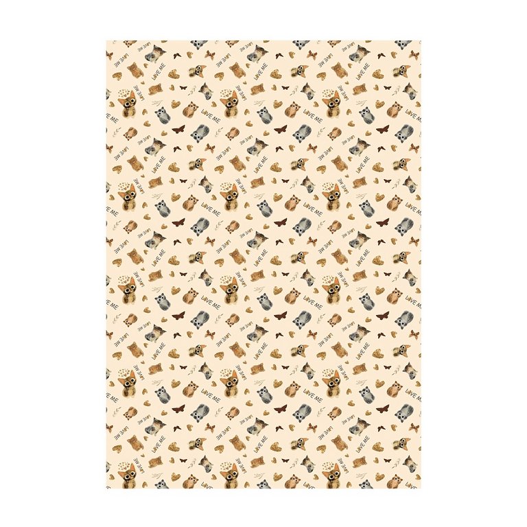 Бумага упаковочная 70*100см  в рулоне "Love me. Котики. Счастье" BrunoVisconti