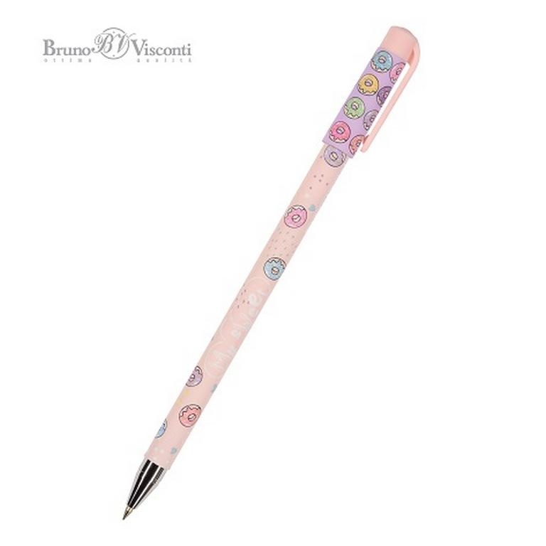 Ручка шариковая с рис. Bruno Visconti "HappyWrite. Пончики"  0,5мм синяя (стерж.140мм, линия 0,3мм)
