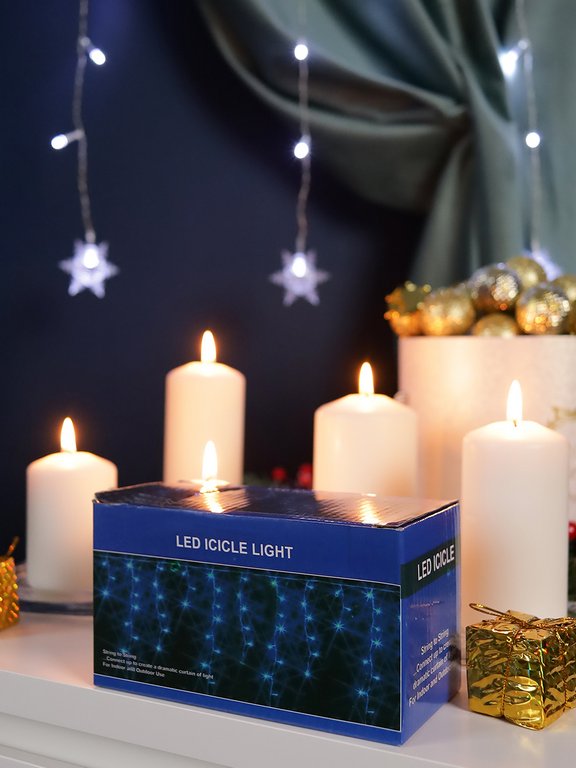 Гирлянда комнатная Бахрома  4*0,6м, 120 белых ламп, 8 режимов