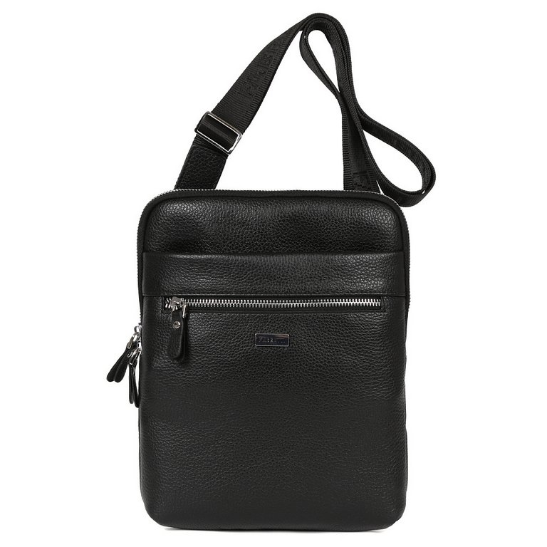 Сумка мужская FABRETTI 23*29*3, нат. кожа, черный