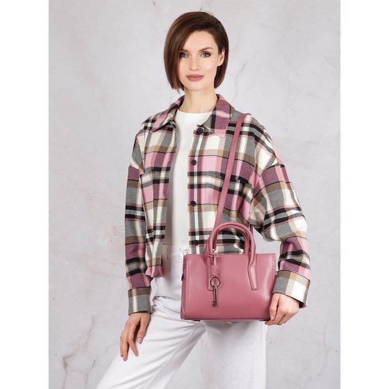 Сумка женская LEO VENTONI 28,5*19,5*14,5см, нат. кожа, розовый