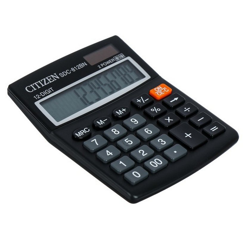 Калькулятор наст. Citizen SDC-812BN/ NR (12 разр., 2 питания, 124x102x25мм)
