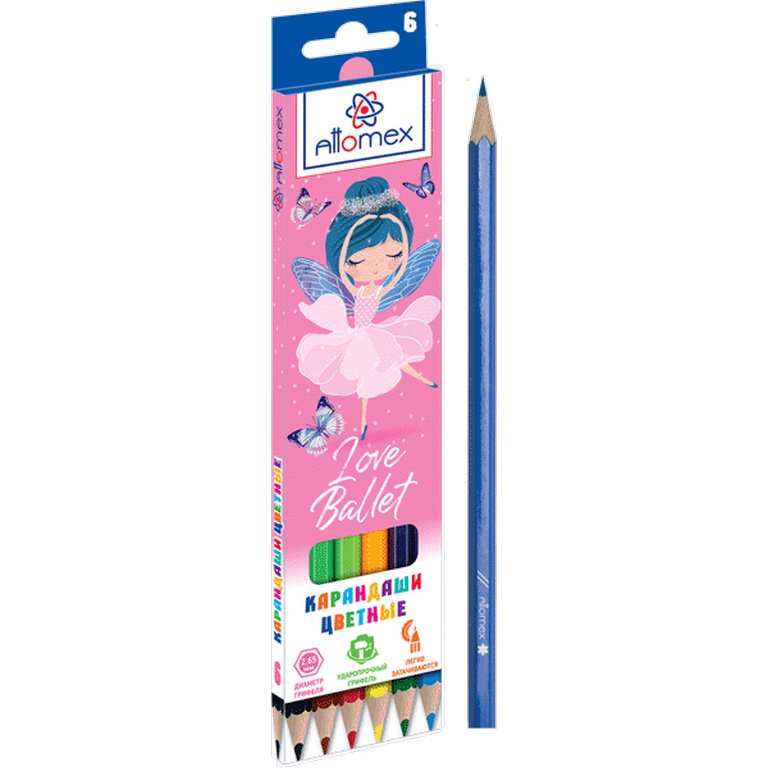 Набор карандашей   6 цв. Attomex "Ballet"