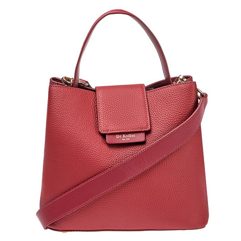 Сумка женская Dr.Koffer 25x22x14 см, нат. кожа, бордовая
