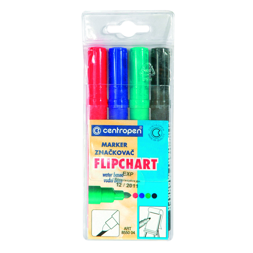 Набор маркеров для флипчарта 4шт Centropen 2,5мм