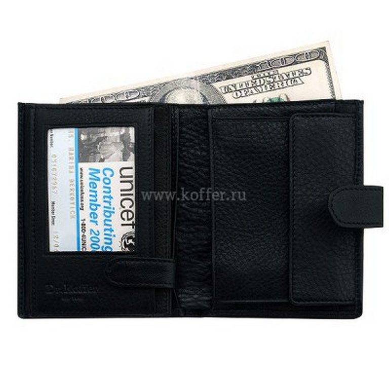 Портмоне Dr.Koffer 12*9,5см, нат. кожа, черный