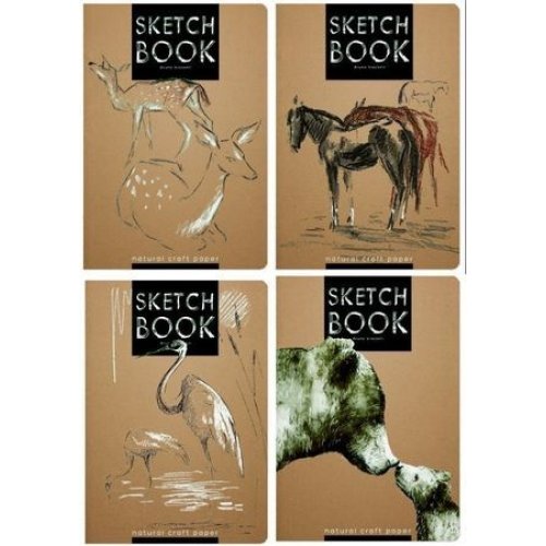 Скетчбук 179*250 мм, 60л."SKETCHBOOK" КРАФТ 70 гр, ПРОШИТЫЙ БЛОК (4 ВИДА)