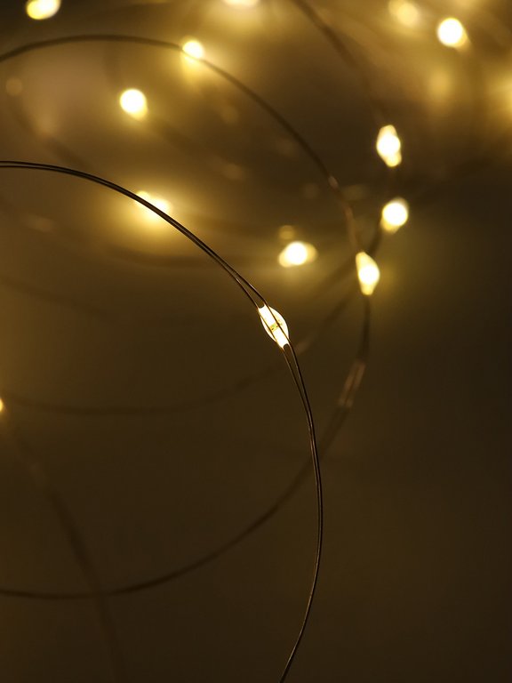 Гирлянда комнатная Нить  "Роса" .20м, 200 теплых ламп, 8 реж., от USB 5V, пульт