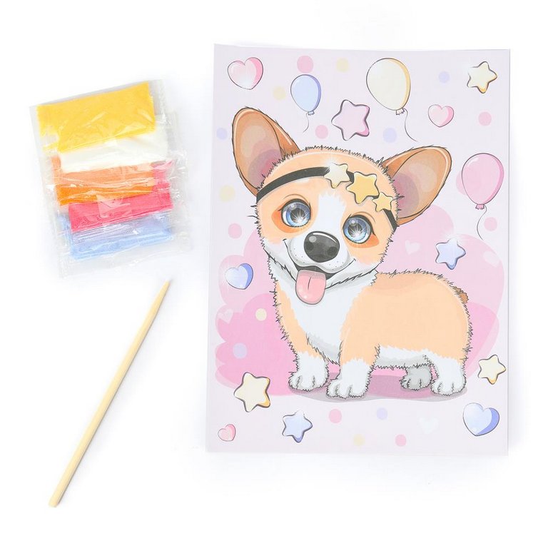 Фреска. Картина из песка "Корги" 17*23 см MultiArt