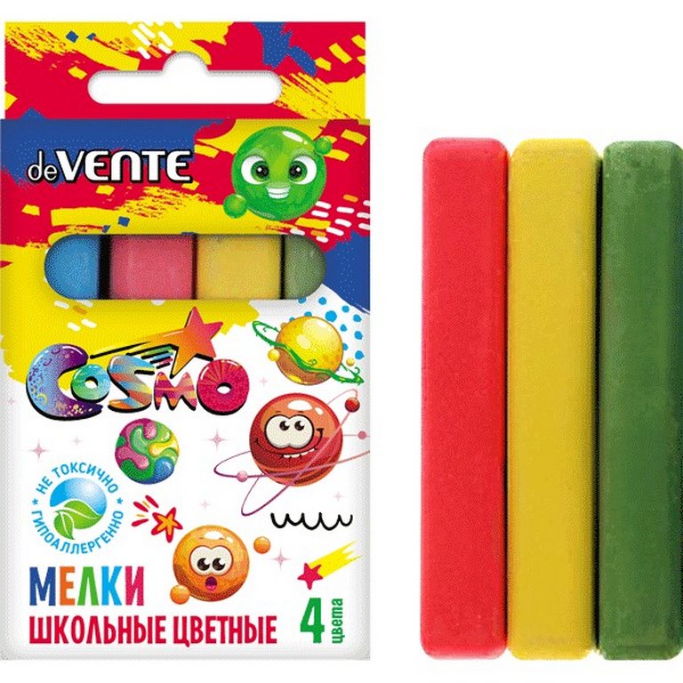 Мел школьный цветной  4шт. "Cosmo" deVENTE