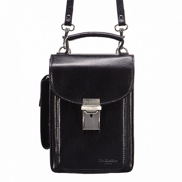 Сумка для документов Dr.Koffer 16*21*9см, нат. кожа, черная