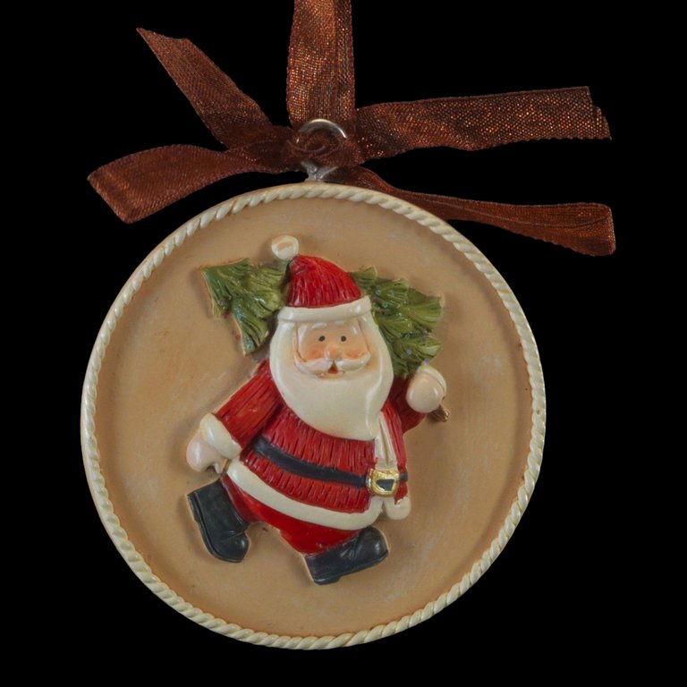 Украшение елочное из полирезины "Санта медальон"  5,5 см