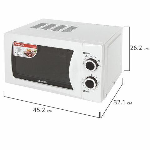 Микроволновая печь SONNEN MW2070B-5MW, 20 л, 700 Вт, таймер, мех. упр., белая