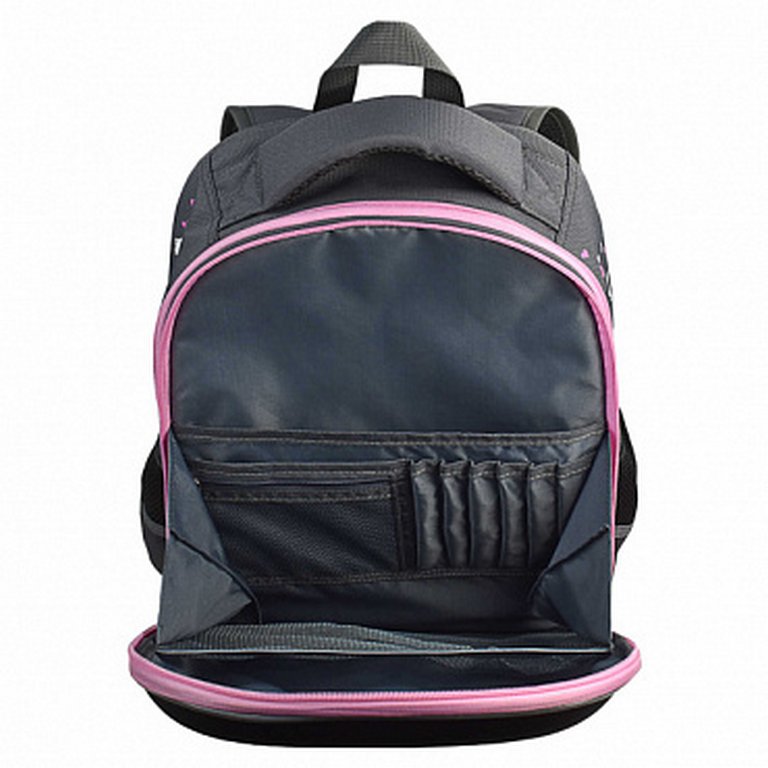 Рюкзак каркасный для девочки Феникс+ "Котоваты" 39*29*14 см серый