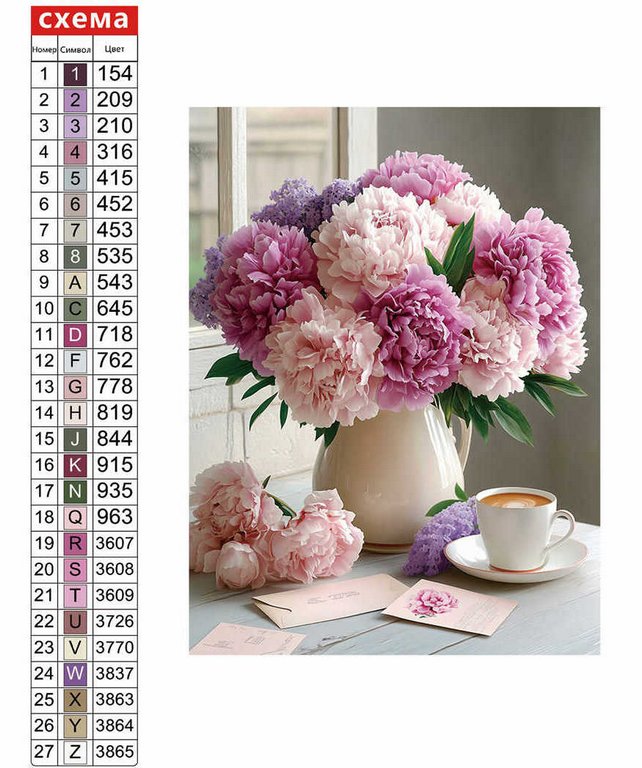 Алмазная мозаика 30*40см "Букет пионов" Феникс+