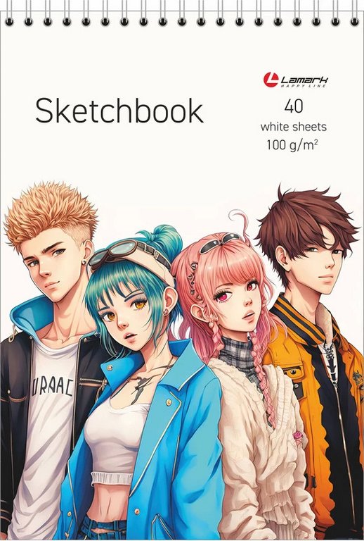 Скетчбук 148*210 мм, 40л. на спирали, тв. обл. "Друзья"