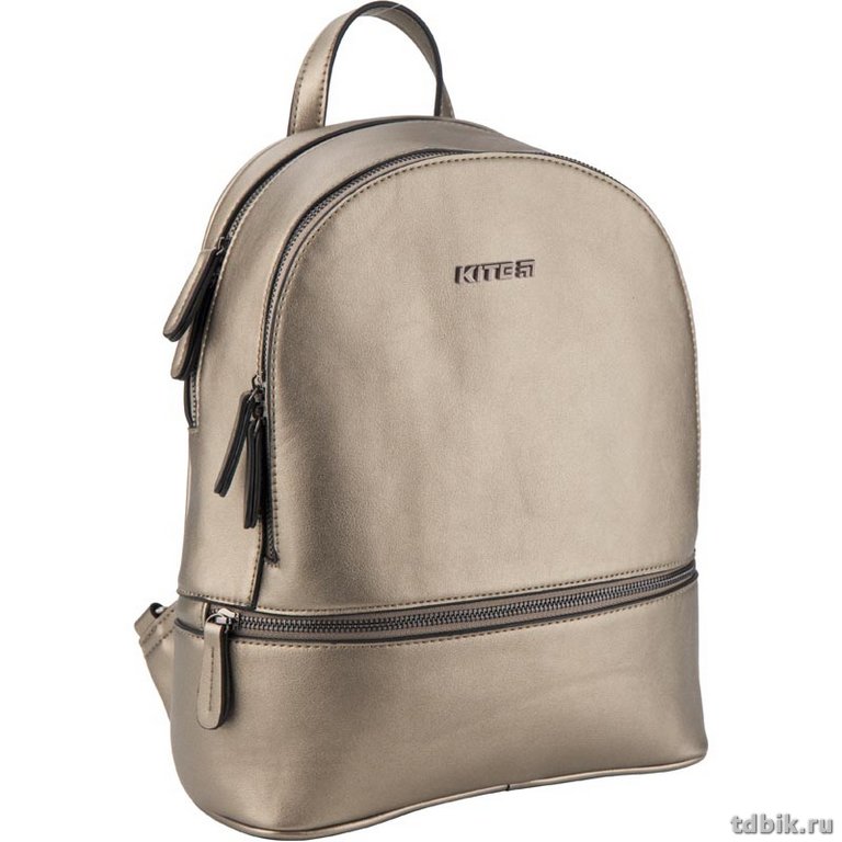 Рюкзак молодежный женский Kite 33*27*9,5см, 590гр., 8л., экокожа золотой металлик