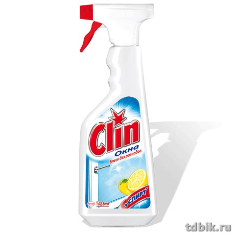 Средство для мытья стекол Клин "Лимон", курок, 500 мл., изопропиловый спирт