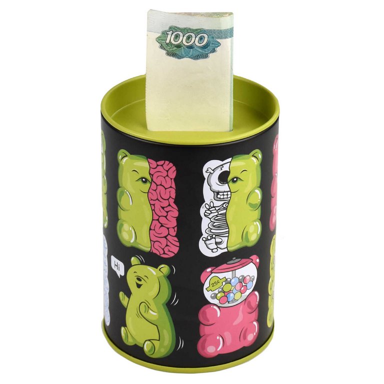 Копилка-подставка для канцелярских принадлежностей "ЖЕЛЕЙНЫЕ МИШКИ" 10,4х7,5х7,5 см, металл