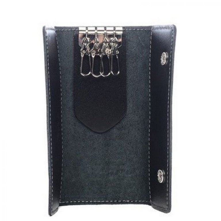 Футляр для ключей Faetano "Геккон" из нат.кожи, на кнопках, черный