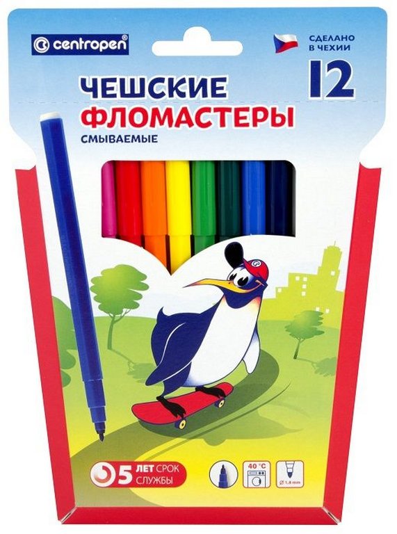 Набор фломастеров 12 цв. Centropen в конверте