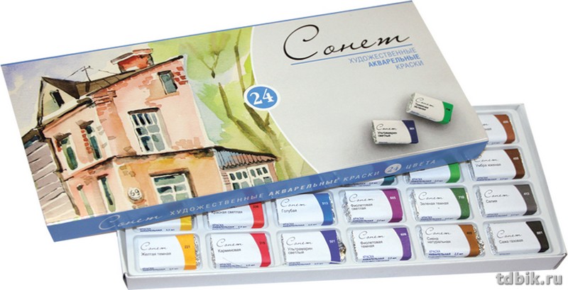 Краски акварельные художественные 24 цв. Сонет в кюветах