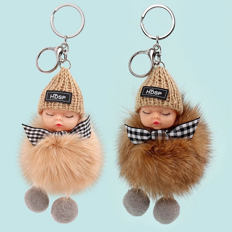 Брелок "Девочка", (иск. мех) ассорти