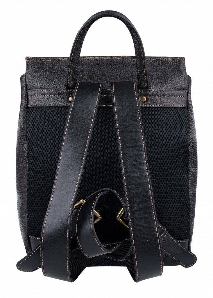 Рюкзак молодежный мужской  Franchesco Mariscotti натуральная кожа 26*35*13см, черный