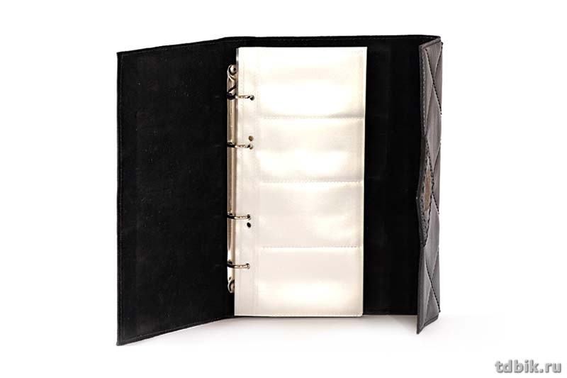 Визитница Макей 155*256мм на 160 визиток, (клясс. на 4 виз.) нат. кожа, черный