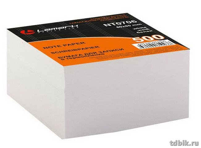 Блок бум. для записи (склеенный) 9*9*5 см, бумага белая 80 г/м2, белизна 96% (термоусадка) Lamark