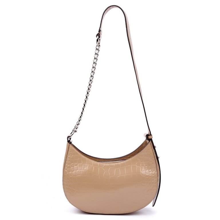 Сумка женская FABRETTI 25х14х8 см, нат. кожа, бежевый